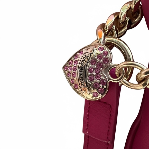 Juicy Couture Raspberry Tart Holding the Line Heart Crossbody Bag Pink - Picture 4 of 7
